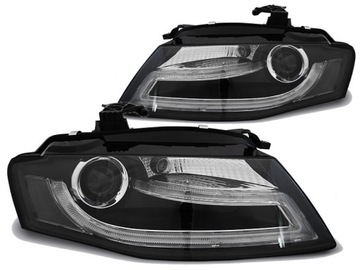 Фары передние audi a4 b8 04.08 - 11 рефлекторы drl black черный, фото