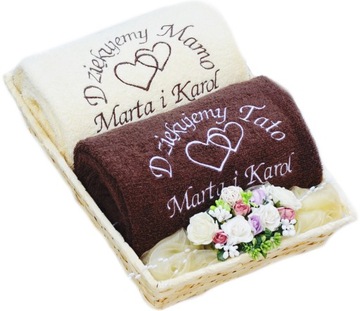 Towels з your embroidery for a gift for parents wedding, фото