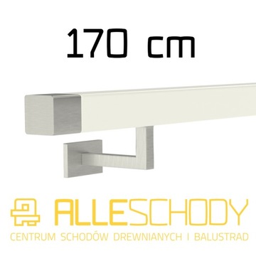 Handrail wall-mounted wooden 40x40 170cm white inox, фото
