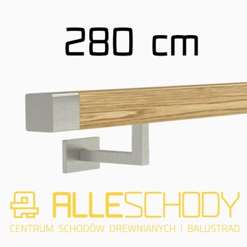 Handrail wall-mounted wooden 40x40 280cm oak color, фото