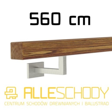 Handrail wall-mounted wooden 40x40 560cm oak color, фото