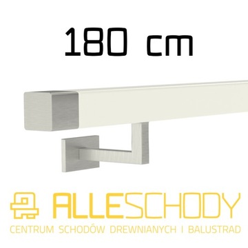 Handrail wall-mounted wooden 40x40 180cm white inox, фото