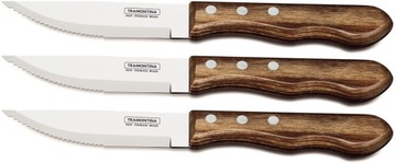 Tramontina 3x knives for steaks brown - jumbo polywood, фото