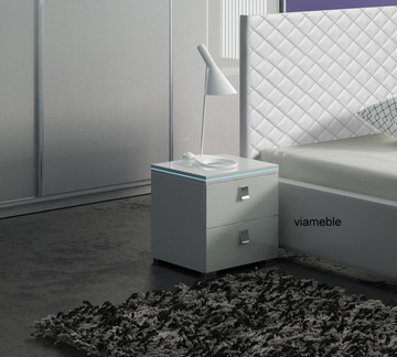 Cabinet nocturnal for the bed tall gloss з led backlight drawers, фото