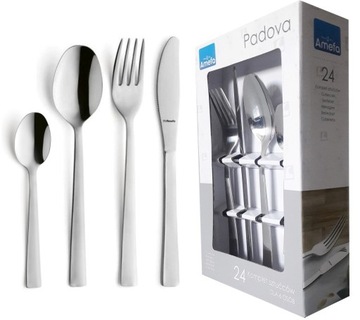 2 x a set of cutlery for 6 places amefa padova 24 elements complete metal stainless steel, фото