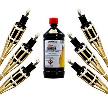 Bamboo torch mosquitoes set 6pcs+ oil 60cm, фото