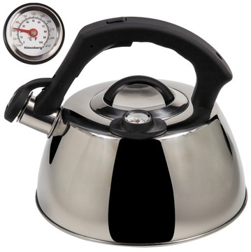 2 x kettle silvery з whistle 3l з thermometers inductions gas klausberg, фото