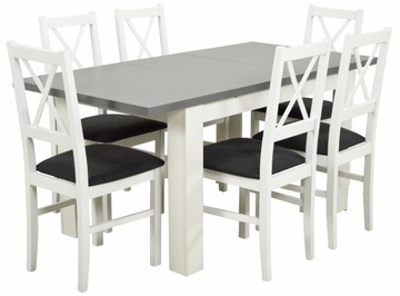 White gray stand 80x120/ 160+ 6 chairs з crosswise, фото