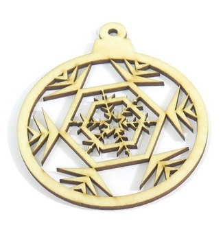 Wooden snowflake ball decorative overlay 303x250mm ox77, фото
