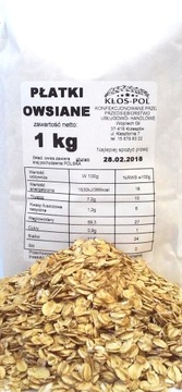 Płatki owsiane - 1kg POLSKIE ŚWIEŻE MŁYN KŁOS-POL