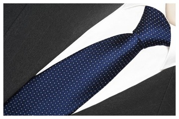 Жаккардовый мужской галстук в горошек темно-синий RC240