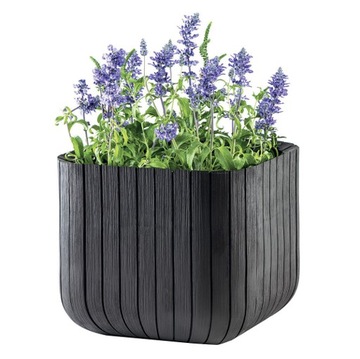 Keter Cube Wood Planter L антрацитовый цветочный горшок