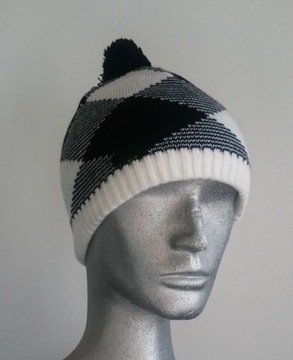 Шапочка Barts Greg Beanie черная с помпоном в клетку*W-Wa