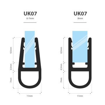 Уплотнитель для душевой кабины 50см 6 7 8 мм UK07