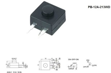 Выключатель для фонарей 12х12мм ВКЛ-ВКЛ-ВЫКЛ 1А (4673)