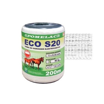TAŚMA BIAŁA ECO S20 200M POMELAC PASTUCH