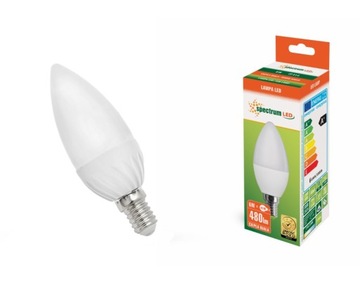 Żarówka LED świeczka E14 SMD CIEPŁA 6W WOJ13026