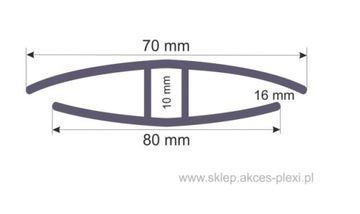 Profil z poliwęglanu łączący PC-H16 mm - 2 mb