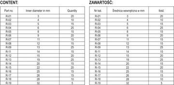 PIERŚCIENIE SEGERA WEWNĘTRZNE ZESTAW 300 SZT