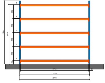 Полка для комплектации Mecalux 250х270х60-5 полок М7