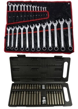 Zestaw KLUCZY PŁASKO-OCZKOWYCH 25 el + TORX 41 el