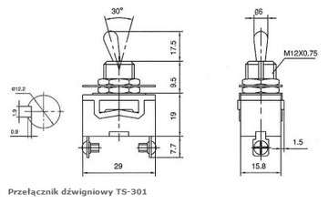 Рычажный переключатель ВКЛ-ВЫКЛ TS-301 - 3А/250В переменного тока