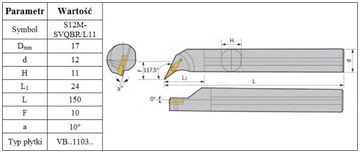 НОЖ РАСТОЧНОЙ S12M SVQBL11 ЛЕВЫЙ на VBMT11 ***FV***