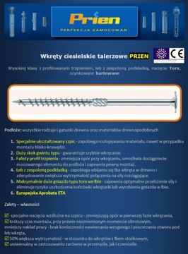 Столярные шурупы по дереву 5x80 TORX APPROBATA