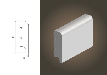 Listwa przypodłogowa MDF Basic R10 16x60