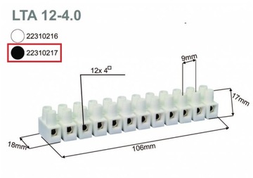 Listwa zaciskowa, gwintowa, LTA 12-4.0, SIMET