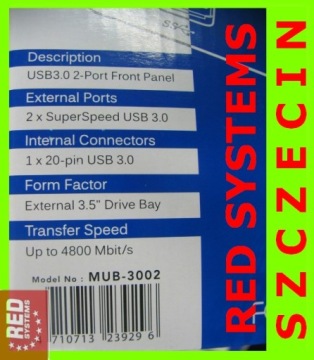 Щецин Передняя часть Внутренняя передняя панель 2x USB 3.0