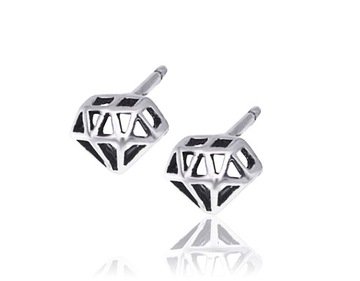 SREBRNE KOLCZYKI DIAMENTY DIAMENT DIAMENCIK 925