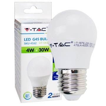 ŻARÓWKA LED G45 E27 4W 320lm ciepła neutralna kula