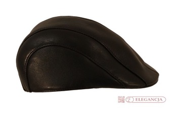 КОЖАНАЯ ШЛЯПА МУЖСКАЯ, ЧЕРНАЯ, ПЛОСКАЯ КЕПКА 58 НОВИНКА N1