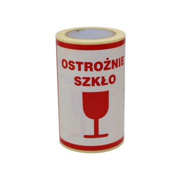 ETYKIETY 100x100mm OSTROŻNIE SZKŁO 25szt