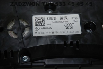 AUDI A3 PŘÍSTROJOVÁ DESKA BUDÍKY POD RADAR ACC 8V0920870K