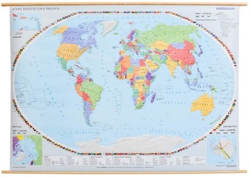 ПОЛИТИЧЕСКАЯ/КОНТУРНАЯ НАСТЕННАЯ КАРТА МИРА, ДВУСТОРОННЯЯ