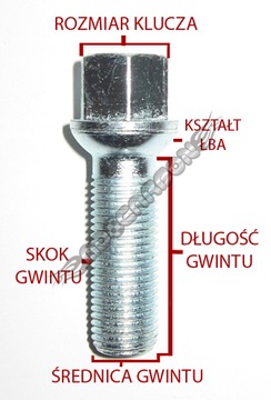 Śruby do kół felg 12x1,5x21 KULA Mercedes W202 W203 W124 W210 W168 SLK CLK