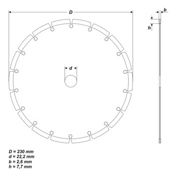 Универсальный алмазный диск, 230 х 22,2 мм.