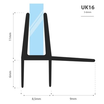 Уплотнитель для душевой кабины 80см 5 6 мм UK16