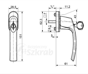 ОКОННАЯ РУЧКА ДЛЯ ОКОН С ЗАПИРАНИЕМ КЛЮЧОМ B76