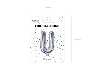 Balon foliowy U srebrny 35cm 1szt FB2M-U-018
