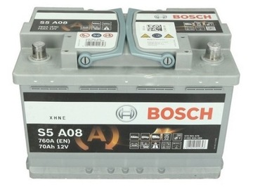 АККУМУЛЯТОР BOSCH S5 AGM 70AH 760A S5A08 START STOP P+ ПОСЛЕДНЯЯ МОДЕЛЬ!