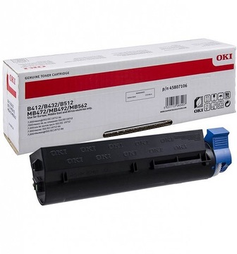 Oryginalny toner 45807106 do OKI B412 B432 B512 MB472 MB492 MB562 7K