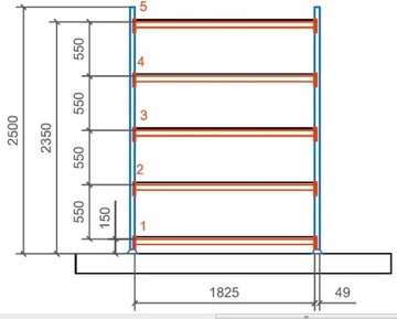 Полка для комплектации Mecalux 250x182x60 5 полок M7