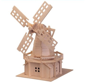 PUZZLE DREWNIANE 3D PRZESTRZENNE WIATRAK