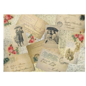 Papier do decoupage KLASYCZNY A4 D0237M -POCZTÓWKI
