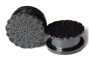 Plug tunel czarny Mandala tribal vintage 16mm