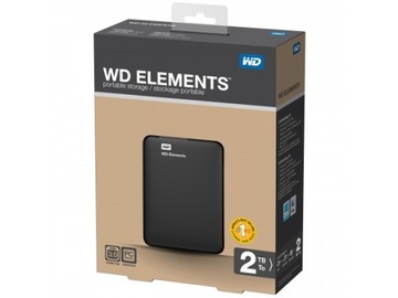 Портативный внешний жесткий диск Western Digital Elements емкостью 2 ТБ, USB 3.0