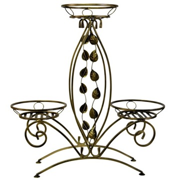 Kwietnik metaloplastyka 90 cm metal złoty 3 kwiaty duży stojak do salonu